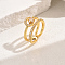 Brass Micro Pave Cubic Zirconia Double Layer Cuff Rings for Women, Star Moon, Golden, 6.5mm, Inner Diameter: 16mm