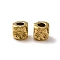 304 Stainless Steel Beads, Cube with Flower, Real 18K Gold Plated, 5.5x5.5x5.5mm, Hole: 2.8mm