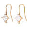 Brass Earring Hook, Ear Wire, with Vertical Loop, Cubic Zirconia, Clear, Nickel Free, Real 18K Gold Plated, 24x9mm, Hole: 1.2mm, 18 Gauge, Pin: 1mm