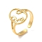 Ion Plating(IP) 304 Stainless Steel Abstract Face Open Cuff Ring for Women, Real 18K Gold Plated, US Size 6 1/2(16.9mm)