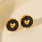 304 Stainless Steel Heart Stud Earrings, European and American Style, Golden, 13x12mm