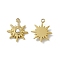 PVD Vacuum Plating 201 Stainless Steel Pendants, with Rhinestone, Sun Charm, Real 18K Gold Plated, 12x10x2mm, Hole: 1.2mm