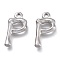 Non-Tarnish 304 Stainless Steel Pendants, Bamboo Shaped Letter, Stainless Steel Color, Letter.P, 17.5~19x10~16x3~4mm, Hole: 1.8~2mm
