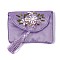 Embroidery Cloth Zip Pouches, with Tassels and Stainless Steel Snap Button, Rectangle, Medium Purple, 12x8.5cm