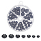 72pcs 7 Style 1-Hole Plastic Imitation Pearls Shank Buttons, with Brass Findings, Half Round, Black, 8.5~11.8x8~17mm, Hole: 2.3~2.6mm