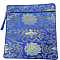 Floral Print Cloth Scriptures Storage Zipper Pouches, with Tassels, Rectangle, Black, 34x24cm