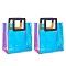 PVC Laser Transparent Bag, Tote Bag, with PU Leather Handles, for Gift or Present Packaging, Rectangle, Black, Finished Product: 32x25x15cm