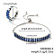 Elegant Fashion Rectangle Brass Rhinestone Slider Bracelets & Cuff Rings Sets, Prussian Blue