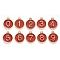 Light Gold Plated Alloy Enamel Charms, Enamelled Sequins, Flat Round with Number, Number 0~9, Dark Red, 14.5x12x2.5mm, Hole: 1.4mm, 10pcs/set