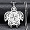 201 Stainless Steel Hollow Cut Compass Turtle Pendant Necklaces, Stainless Steel Color, 20.08 inch(51cm)