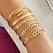 6Pcs 6 Styles Alloy Bangles, Stackable Bangle Set for Women, Golden, Diameter: 67~71mm