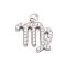 316 Stainless Steel Micro Pave Cubic Zirconia Pendants, with Jump Rings, Stainless Steel Color, 12 Constellation Charm, Stainless Steel Color, Virgo, 13.5x14x2mm, Hole: 2.5mm