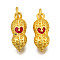 Alloy Enamel Pendants, Cadmium Free & Lead Free, with Jump Rings, Matte Gold Color, Peanut, Dark Red, 17x7x6.5mm, Jump Ring: 5x1mm, 3mm inner diameter