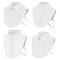 4Pcs 4 Styles Polyester Bib, Stand Collar, Detachable Blouse Collar Choker, White, 280~335x320~350x2.5~7.5mm, 1pc/style