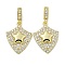 Rack Plating Brass Micro Pave Cubic Zirconia Pendants, Cadmium Free & Lead Free, Long-Lasting Plated, Real 18K Gold Plated, Star, 24x18x4mm, Hole: 6x3.5mm