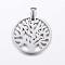 Non-Tarnish 304 Stainless Steel Pendants, Flat Round with Tree of Life, Stainless Steel Color, 25x2mm, Hole: 3.5x5.5mm