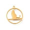 304 Stainless Steel Pendants, Laser Cut, Ring with Cat Charm, Real 18K Gold Plated, 17.5x15.5x1mm, Hole: 1.2mm