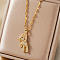 Elegant Fashionable Brass Sparkling Clear Cubic Zirconia Mini Bear Pendant Clavicle Necklaces for Women, Golden, 15.75 inch(40cm)