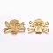 Brass Micro Pave Cubic Zirconia Links, Skull, Golden, 16x26x3mm, Hole: 1mm