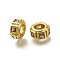 Brass Micro Pave Clear Cubic Zirconia European Beads, Flat Round, Large Hole Beads, Long-Lasting Plated, Rack Plating, Lead Free & Cadmium Free, Real 18K Gold Plated, 8.5x5mm, Hole: 4.5mm