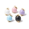Eco-Friendly Rack Plating Brass Micro Pave Cubic Zirconia Pendants, with Enamel, Long-Lasting Plated, Real 18K Gold Plated, Cadmium Free & Lead Free, Bell, Mixed Color, 18x11.5x9mm, Hole: 3x4.5mm