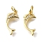 Brass Micro Pave Cubic Zirconia Pendants, Dolphin Charms, Rack Plating, Lasting Plated, Cadmium Free & Lead Free, with Jump Ring, Real 18K Gold Plated, 16.5x8x2.5mm, Hole: 3mm