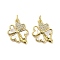Brass Micro Pave Clear Cubic Zirconia Pendants, Cadmium Free & Lead Free, with Shell, Jump Rings, Real 18K Gold Plated, Clover, 19.5x15x2mm, Hole: 3.5mm