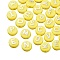 Plating Opaque Acrylic Beads, Metal Enlaced, Flat Round with Letter, Yellow, 10x6mm, Hole: 1.8mm, about 632pcs/200g