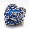 Enamel Heart Rack Plating Platinum Brass Prayer Box Pendants, Wish Box, Dodger Blue, 19x20x11mm, Hole: 5x3mm
