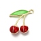 Alloy Enamel Pendants, Golden, Cherry, 18.5x17.5x5.5mm, Hole: 1.6mm