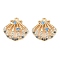 Brass Micro Pave Cubic Zirconia Charms, Cadmium Free & Nickel Free & Lead Free, Shell Shape Charms, Real 18K Gold Plated, 14x14.5x3.5mm, Hole: 1.4mm