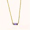 Birthstone Style Brass Cubic Zirconia Rectangle Pendant Necklaces for Women, Golden, Medium Purple, 15.75 inch(40cm)