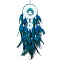Iron & Synthetic Turquoise Chips Pendant Hanging Decoration, Woven Net/Web with Feather Wall Hanging Wall Decor, 730mm