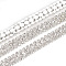 Brass Rhinestone Strass Chains, with Spool, Three Rows Rhinestone Cup Chains, Silver Color Plated, Crystal, 8.5mm, about 10yards/roll