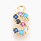 Brass Micro Pave Cubic Zirconia Charms, Letter, Golden, Letter.S, 13~14x7~10x2~2.5mm, Hole: 1.5~1.8mm