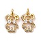 Brass Micro Pave Cubic Zirconia Pendants, Real 18K Gold Plated, Lead Free & Cadmium Free, Bear with Tie, Clear, 16x10.5x3mm, Hole: 3mm