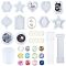 Pendant Silicone Molds, with 60ml Measuring Cup Plastic Tools, Stirring Rod, Disposable Plastic Transfer Pipettes, Latex Finger Cots and Nail Art Sequins/Paillette, Mixed Color, 8x5.7x1.2cm, Hole: 0.5cm