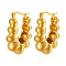 Oval Bubble 304 Stainless Steel Hoop Earrings for Women, Real 18K Gold Plated, 33x25mm