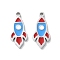 304 Stainless Steel Pendants, with Enamel, Rocket Charm, Red, 15.5x7x1.5mm, Hole: 1mm
