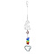 Christmas Glass Heart Pendant Decoration, Hanging Suncatchers, with Iron Findings and Glass Bead, for Window Home Garden Decoration, Mushroom, 360mm