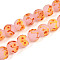 Handmade Lampwork Beads Strands, Round with Phoenix Eye, Pink, 12~13mm, Hole: 1.2~3mm, about 45pcs/strand, 20.47~20.87 inch(52~53cm)