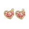 Brass Micro Pave Cubic Zirconia Pendants, Cadmium Free & Lead Free, with Enamel Shell, Flower with Star, FireBrick, 20x20.5x3.5mm