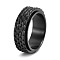 Grooved Feather Stainless Steel Rotating Finger Ring, Fidget Spinner Ring for Calming Worry Meditation, Black, US Size 10(19.8mm)
