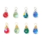 8Pcs 4 Colors Electroplate Glass Pendants, Teardrop, With Copper Wire, Facted, Mixed Color, 17.5x7.5mm, Hole: 3.3mm, 2pcs/color