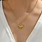 201 Stainless Steel Pave Synthetic Turquoise Fan Pendant Necklaces Women's Date Night Gift, Golden, 16.93 inch(43cm)