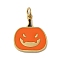 Halloween 304 Stainless Steel Charms, with Enamel and Jump Ring, Real 14K Gold Plated, Pumpkin Charm, Dark Orange, 14x12x0.8mm, Hole: 2.5mm