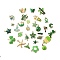 Alloy Enamel Pendants, Mixed Shapes, Golden, Green, 10~25x10~24x2~3.5mm, Hole: 1.4~2.5mm, about 100pc/bag