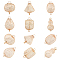 12Pcs 6 Styles Iron Bead Cage Connector Charms, with Resin Beads Inside, Hollow Lantern Link, Round & Teardrop & Column & Oval, Mixed Shapes, Light Gold, 35~64.5x24~30mm, Hole: 4.5mm, 2pcs/style