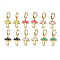 Brass Micro Pave Cubic Zirconia Huggie Hoop Earrings, with Enamel, Nickel Free, Mushroom, Real 16K Gold Plated, Mixed Color, 30x12mm, Pin: 1mm