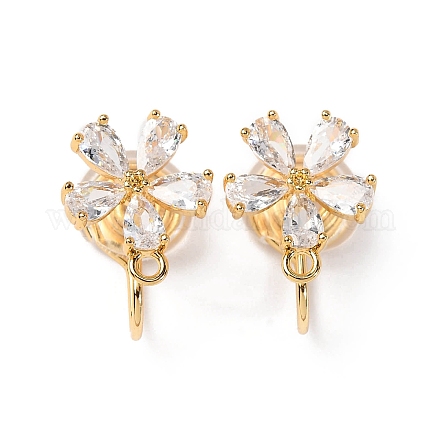 Фурнитура для ушей из латуни с микропаве из кубического циркония KK-F898-19B-G-1